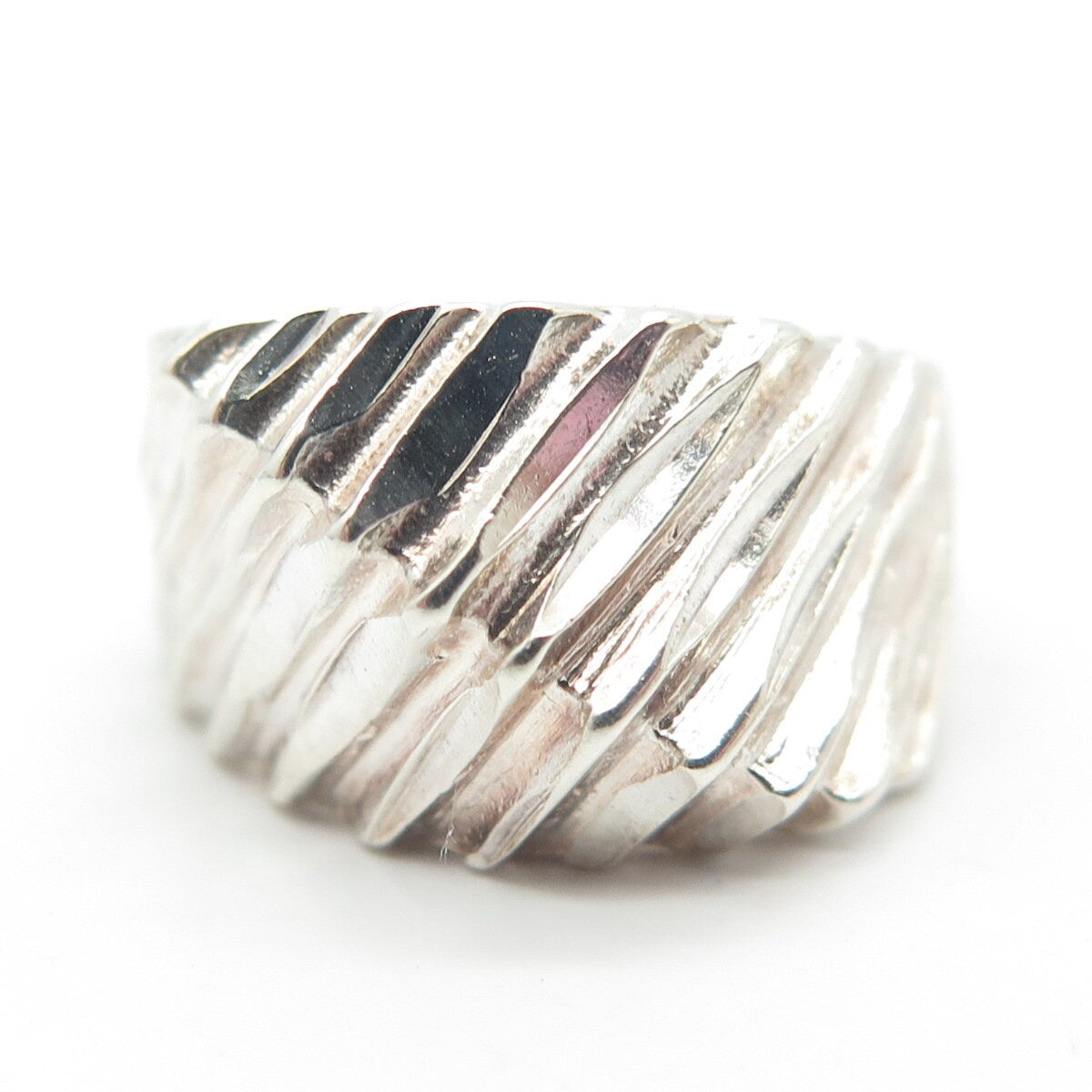 925 Sterling Silver Vintage Textured Dome Ring Size 7