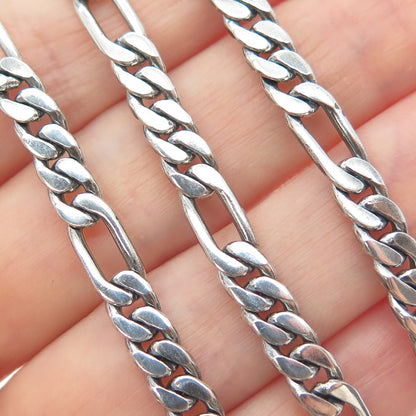 925 Sterling Silver Vintage Figaro Chain Oxidized Necklace 24"