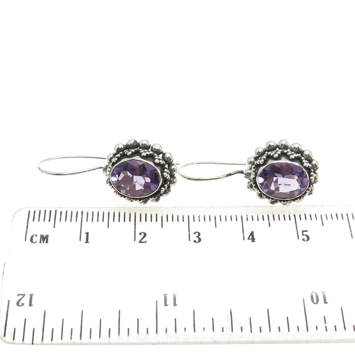 SUARTI BALI 925 Sterling Silver Vintage Real Amethyst Beaded Earrings