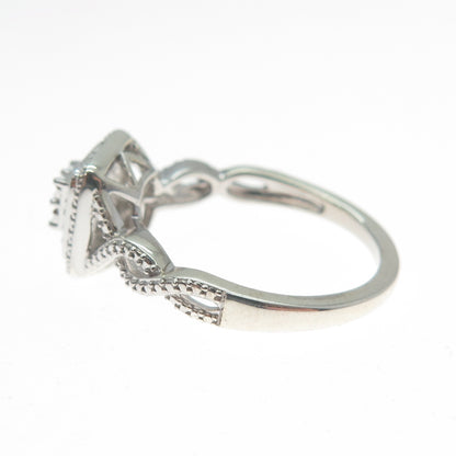 925 Sterling Silver Real Round-Cut Diamond Infinity Ring Size 7