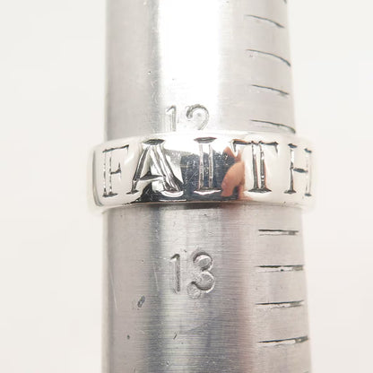 925 Sterling Silver Vintage S.S.I "Faith" Band Ring Size 12.5