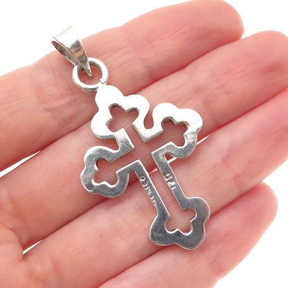 925 Sterling Silver Vintage Mexico Cross Religious Charm Pendant