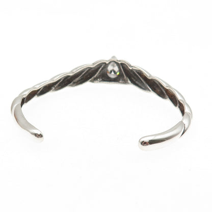 KABANA 925 Sterling Silver Vintage Pear-Cut C Z Adjustable Cuff Bracelet 6.75"