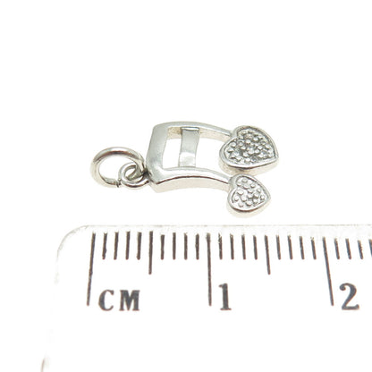 925 Sterling Silver Vintage Round-Cut C Z Eighth Note Minimalist Charm Pendant