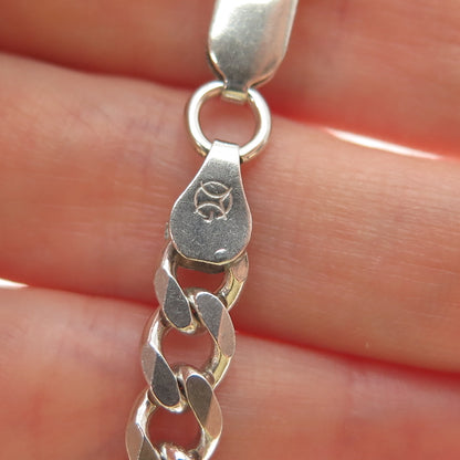 925 Sterling Silver Vintage Italy Curb Chain Necklace 24"
