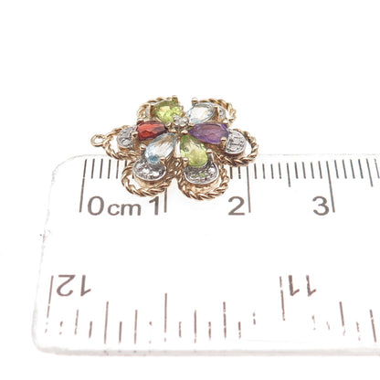 Ross Simons 925 Sterling Gold Plated Real Diamond Accent Multi-Gem Mini Pendant