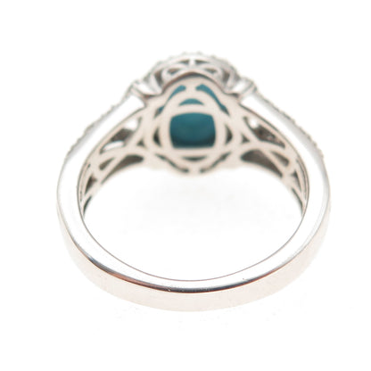 Chuck Clemency Sterling Silver Real Turquoise Spinel & White Topaz Ring Size 8
