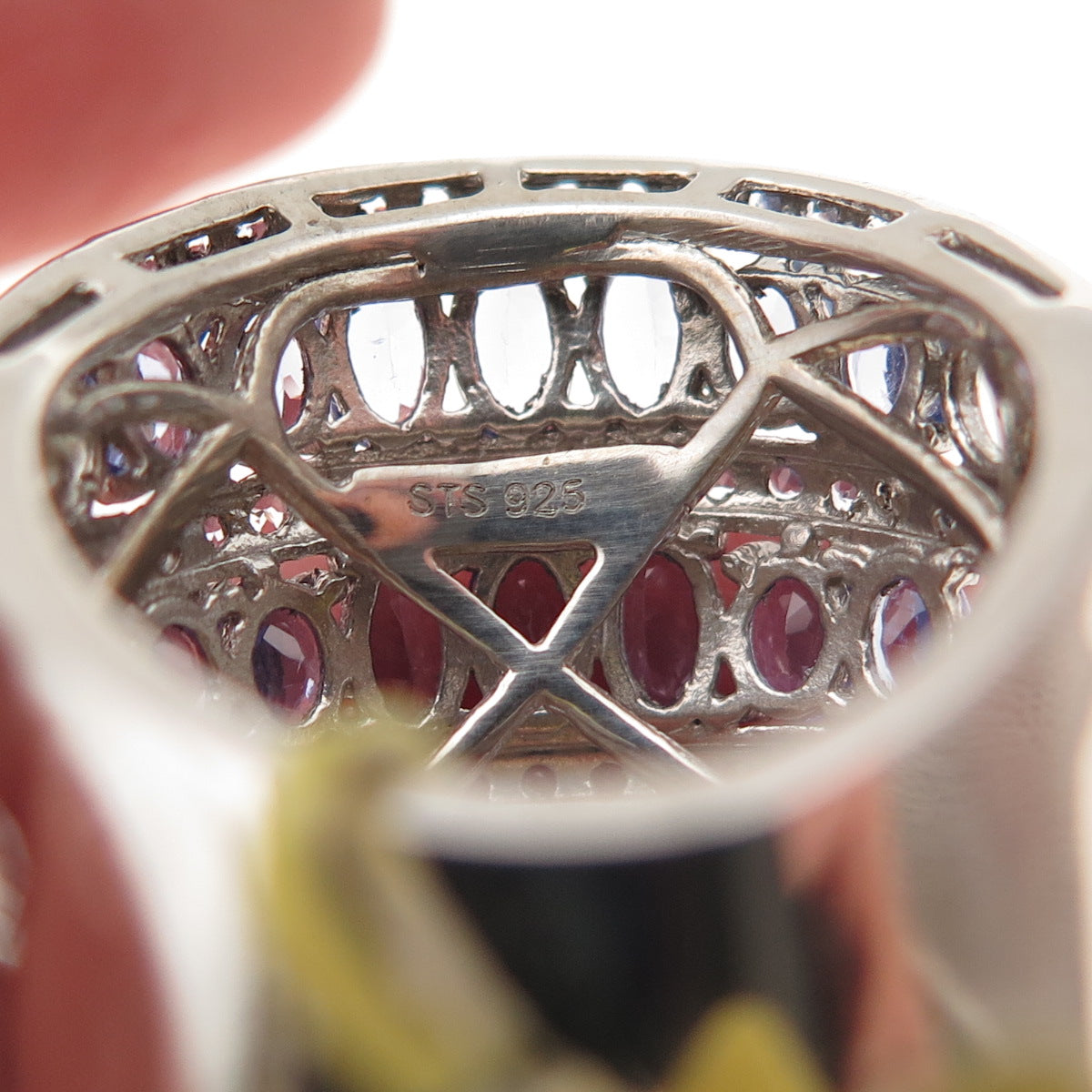 Chuck Clemency Sterling Silver Real Tanzanite & Iolite Cluster Ring Size 8.25