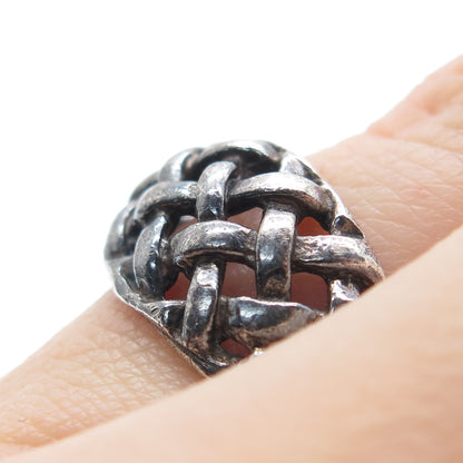 925 Sterling Silver Vintage Woven Oxidized Ring Size 5.75