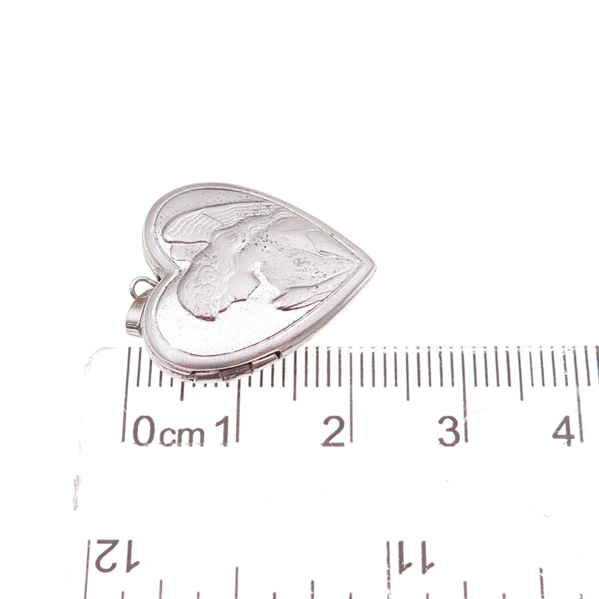 Tru-Kay 925 Sterling Silver Vintage Angel Heart Locket Charm Pendant