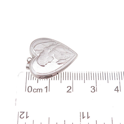 Tru-Kay 925 Sterling Silver Vintage Angel Heart Locket Charm Pendant