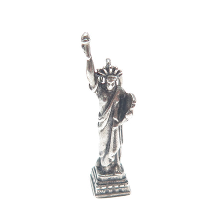 925 Sterling Silver Vintage Statue of Liberty Oxidized 3D Charm Pendant