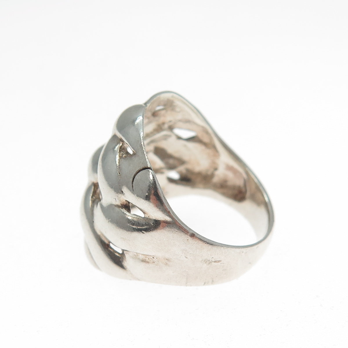 925 Sterling Silver Vintage Modernist Woven Ring Size 6
