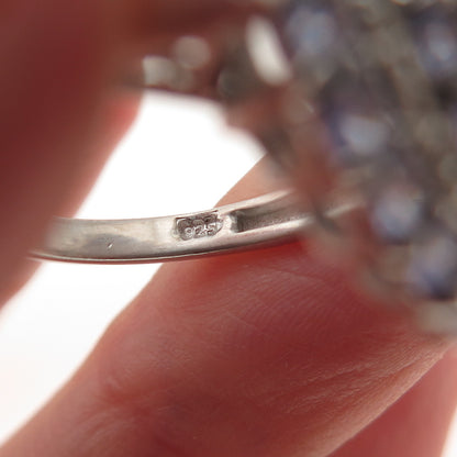 Chuck Clemency 925 Sterling Silver Real Tanzanite & White Topaz Ring Size 8