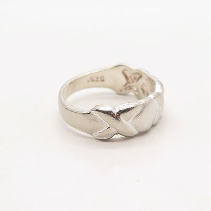 925 Sterling Silver Vintage Chapal-Zenray Inc. "X" Ribbed Ring Size 7