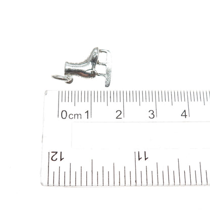 925 Sterling Silver Vintage Ice Skating Shoe Mini 3D Charm Pendant