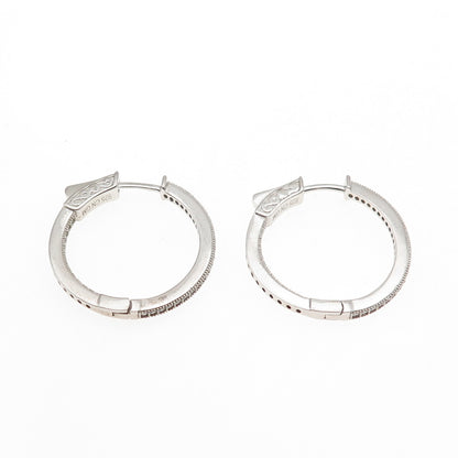925 Sterling Silver Round-Cut C Z In & Out Hoop Earrings