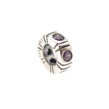 Pandora 925 Sterling Silver Purple C Z Trinity Spacer Slide Charm