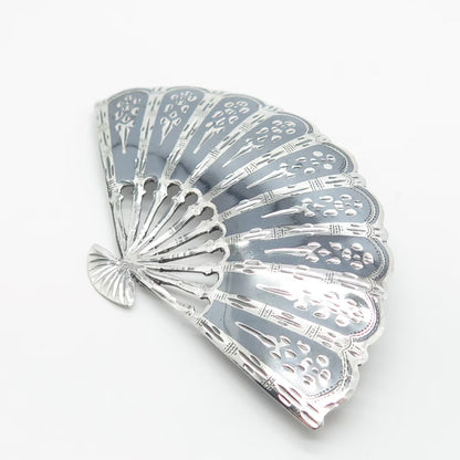 925 Sterling Silver Vintage SIAM Fan Pin Brooch