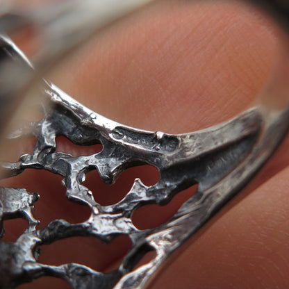925 Sterling Silver Vintage Modernist Oxidized Statement Ring Size 8.75