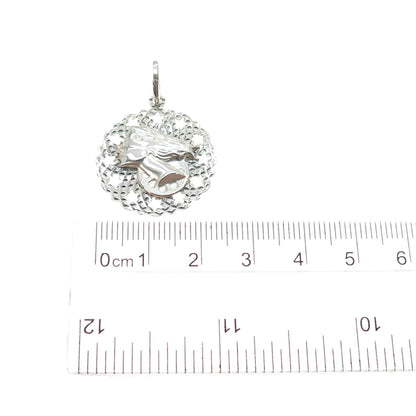 VIOR 925 Sterling Silver Vintage Italy Lady Cameo Diamond-Cut Charm Pendant