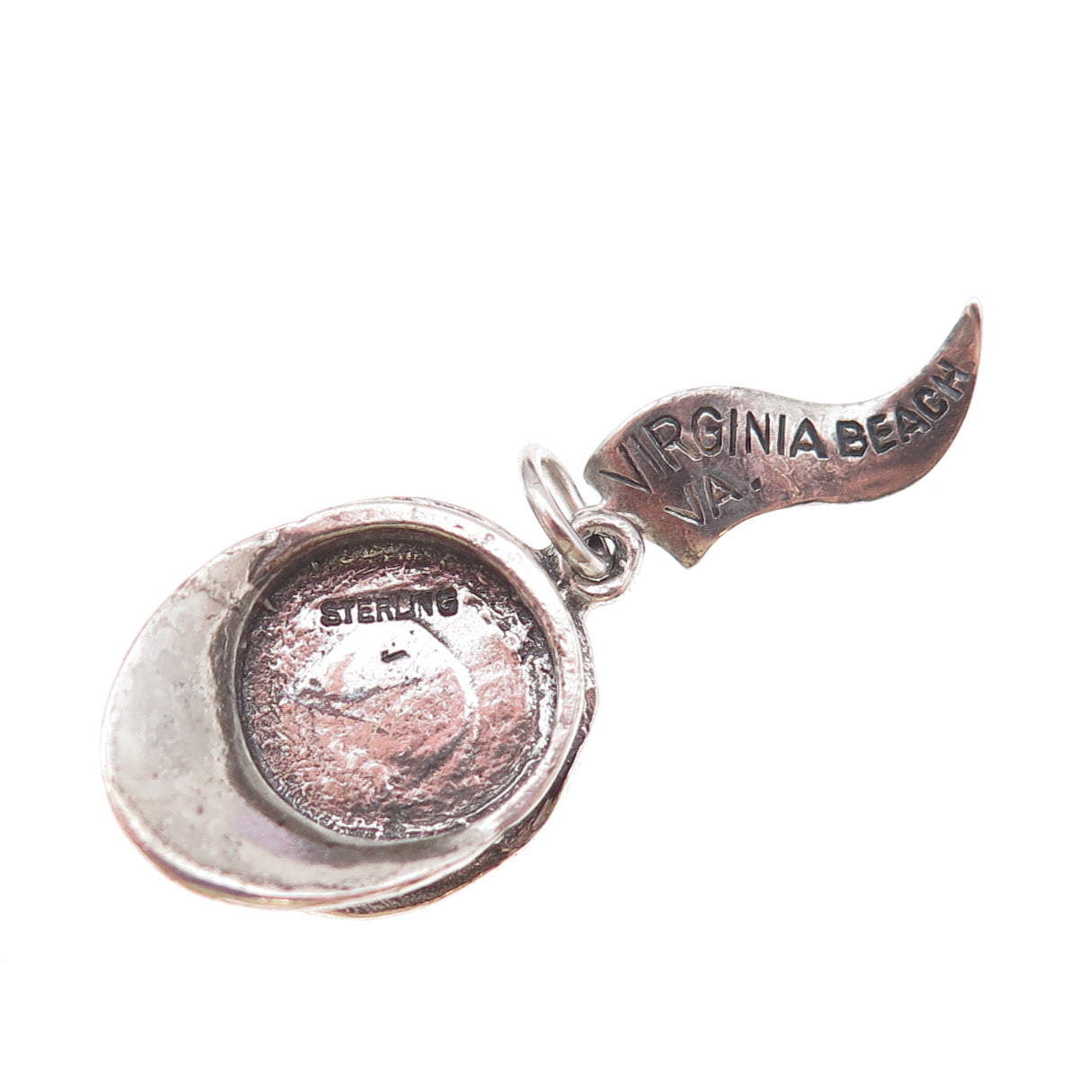 925 Sterling Silver Vintage Navy Officer's Cap Oxidized 3D Charm Pendant