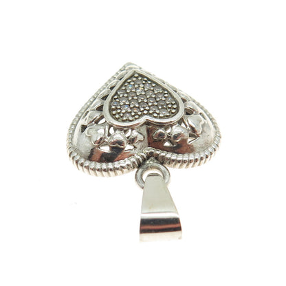 925 Sterling Silver Real Round-Cut Diamond Heart Minimalist Pendant