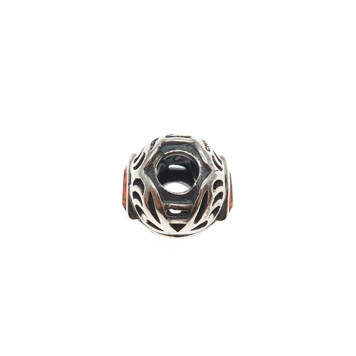 CHAMILIA 925 Sterling Silver Marquise-Cut Orange Crystal Slide Bead Charm