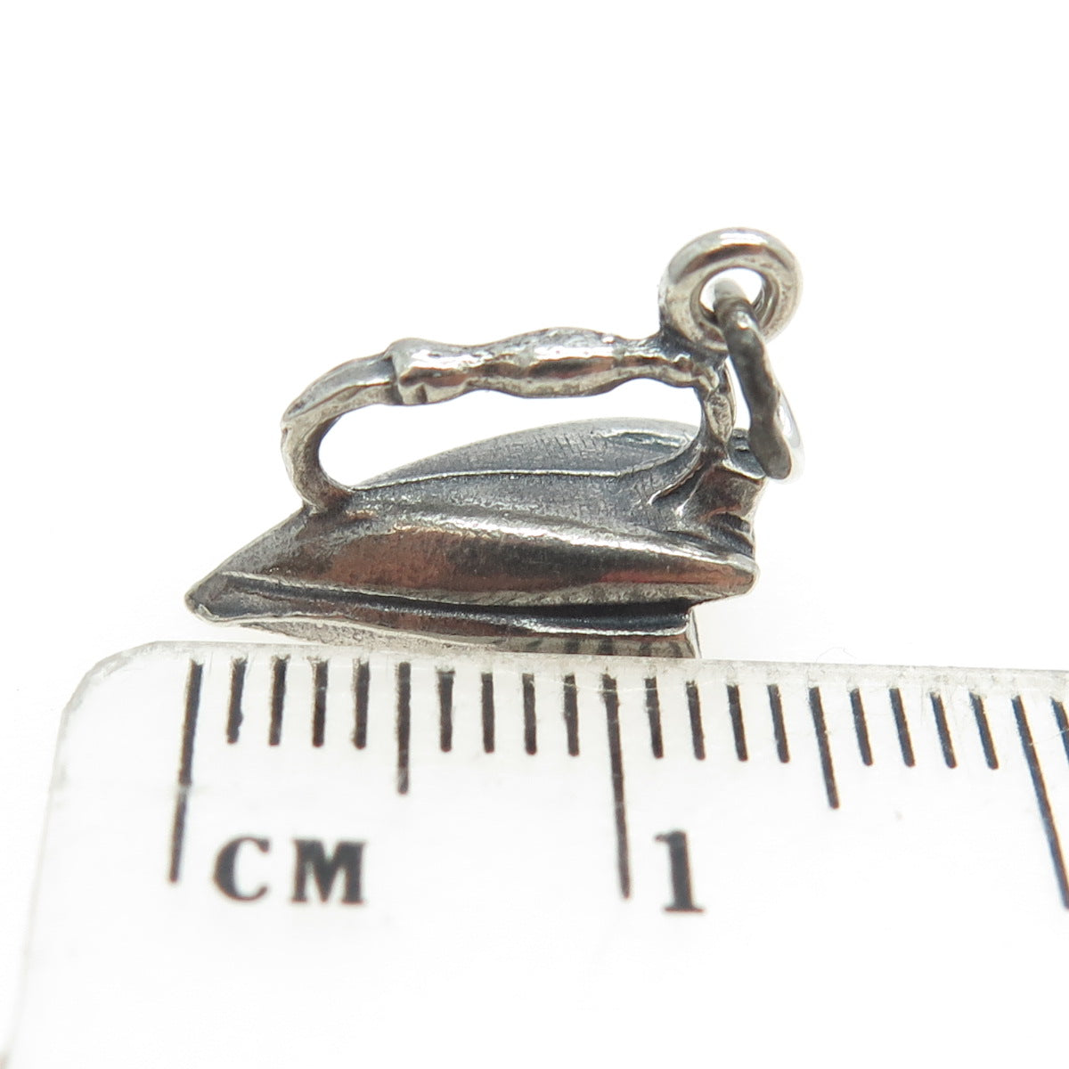 925 Sterling Silver Antique Art Deco Iron Minimalist 3D Charm Pendant