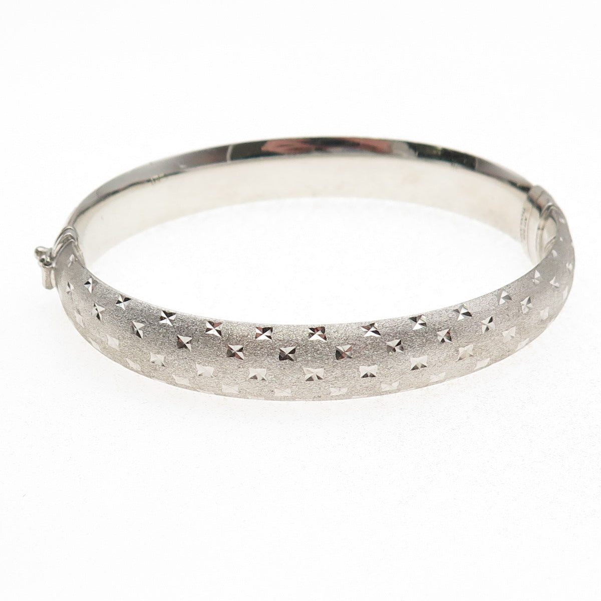 ATI Annika Witt 925 Sterling Silver Diamond-Cut Dual Sided Bangle Bracelet 7.5"