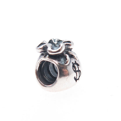 PANDORA 925 Sterling Silver Money Bag Slide Bead Charm