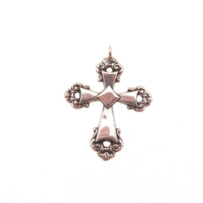925 Sterling Silver Antique Art Deco Cross Oxidized Charm Pendant