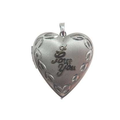 TRU-KAY 925 Sterling Silver Vintage "I Love You" Heart Locket Charm Pendant