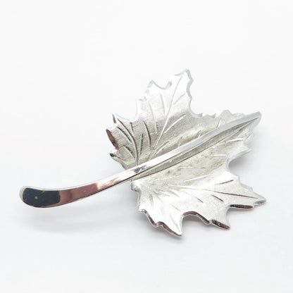 925 Sterling Silver Vintage Beau Leaf Pin Brooch