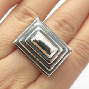 925 Sterling Silver Vintage Ribbed Domed Ring Size 7.25