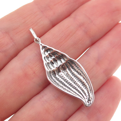 925 Sterling Silver Vintage Seashell Oxidized Charm Pendant