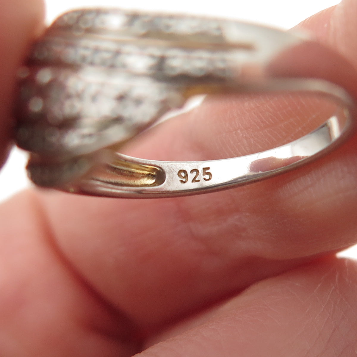 925 Sterling Silver Real Round-Cut Diamond Ring Size 7.25