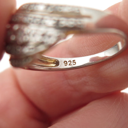 925 Sterling Silver Real Round-Cut Diamond Ring Size 7.25