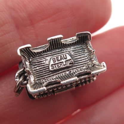 Beau 925 Sterling Silver Vintage Hope Chest 3D Box Mini Charm Pendant