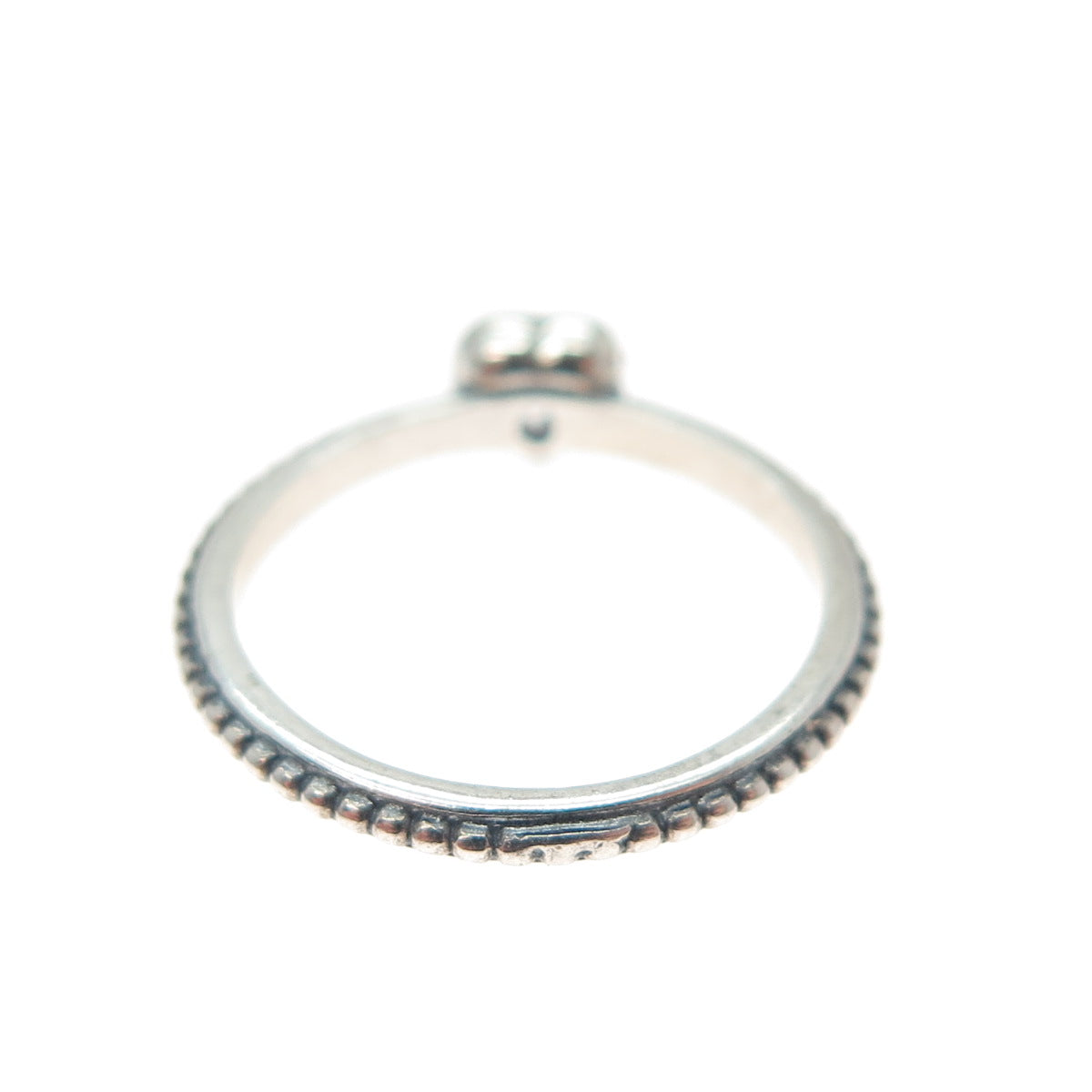 925 Sterling Silver Heart-Cut C Z Granulated Oxidized Ring Size 5