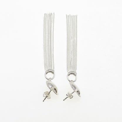 925 Sterling Silver Heart Tassel Dangle Earrings