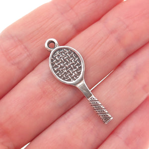 Sunwest 925 Sterling Silver Vintage Tennis Racket Oxidized Charm Pendant