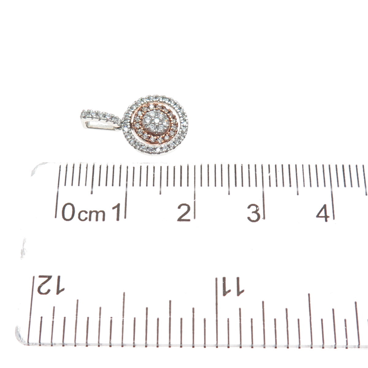 925 Sterling Silver 2-Tone Round-Cut C Z Minimalist Charm Pendant