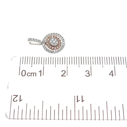 925 Sterling Silver 2-Tone Round-Cut C Z Minimalist Charm Pendant