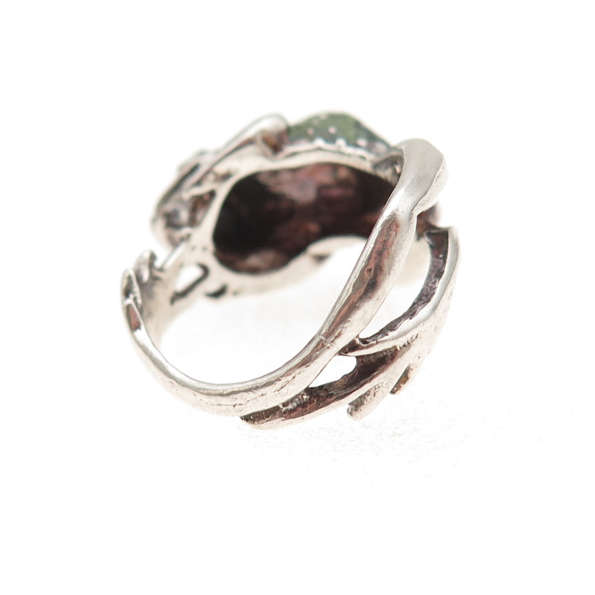 925 Sterling Silver Vintage Enamel Frog Good Luck Oxidized Ring Size 6