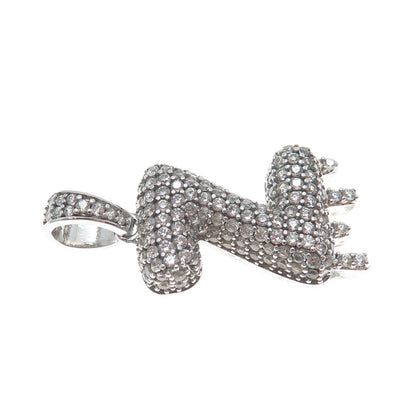 925 Sterling Silver Round-Cut Shaped C Z Letter Z Initial Sparkle Pendant