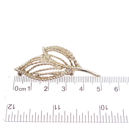 NAPIER 925 Sterling Silver Gold Plated Vintage Floral Leaf Pin Brooch