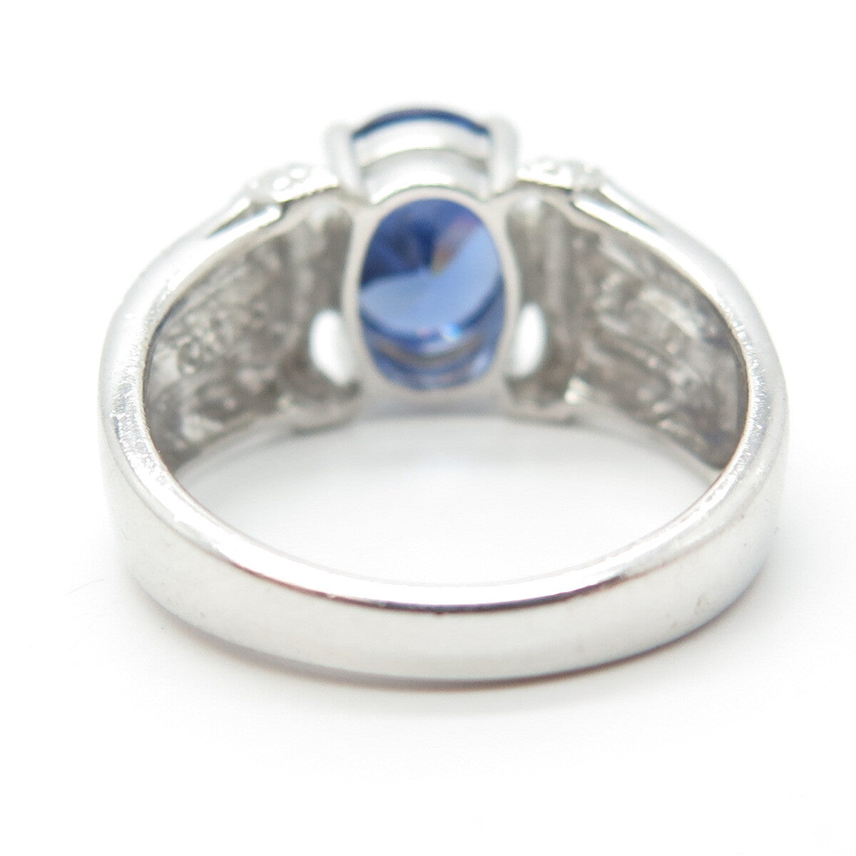 925 Sterling Silver Blue C Z Ring Size 8