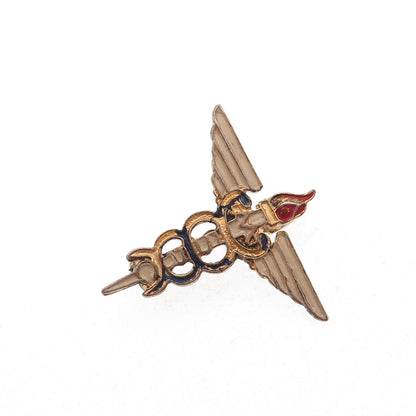 AE Co. 925 Sterling GP Antique WWII Enamel Medical Services Respiratory Care Pin