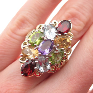 Chuck Clemency 925 Sterling Topaz Amethyst Peridot Garnet Citrine Ring Size 5.25